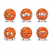 Basket ball cartoon character with sad expression vector