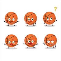 Cartoon character of basket ball with what expression vector