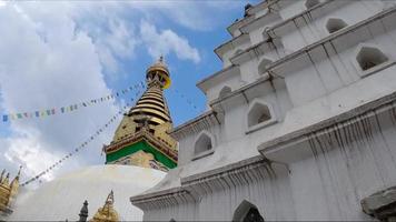 Low angle shot of Swayambhunath Stupa in Kathmandu, Nepal video