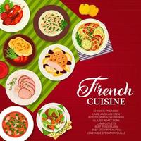 francés cocina comidas menú vector cubrir página