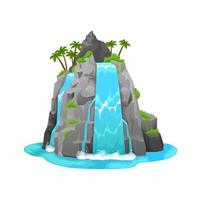 Cartoon waterfall, water cascade, nature landscape vector