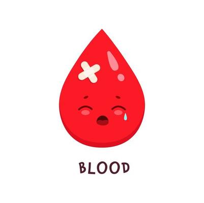 Blood drop sick character, unhealthy personage