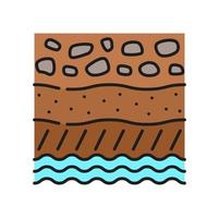 Soil, groundwater level agronomy color line icon vector