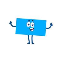 Rectangle math shape character, cute blue figure vector