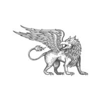 Griffin mythology creature with eagle head, lion vector