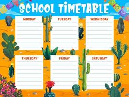 Timetable schedule with mexican desert cactus vector