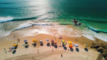 zumbido disparo. aéreo fotografía. este costa blanco arena playa aéreo fotografía. generativo ai. foto