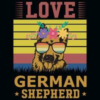 German shepherd vintages tshirt design vector