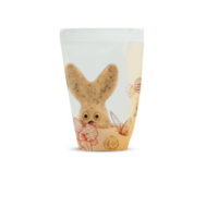 Bunny rabbit shaped chocolates in plastic bag with cut out isolated on background transparent png