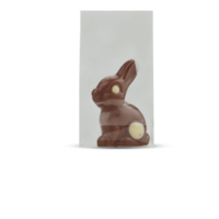 Bunny rabbit shaped chocolates in plastic bag with cut out isolated on background transparent png