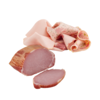 jamón Bolonia y tocino con cortar fuera aislado en antecedentes transparente png