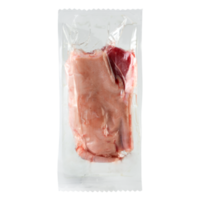 Fresco Cerdo con piel en un claro bolsa, vacío sellado con cortar fuera aislado en antecedentes transparente png