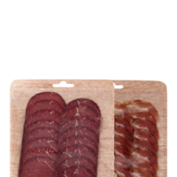 torkades nötkött salami med skära ut isolerat på bakgrund transparent png