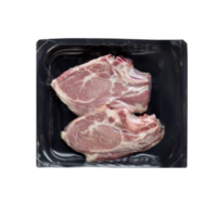 frisch Schweinefleisch Knochen im ein Plastik Box mit Schnitt aus isoliert auf Hintergrund transparent png