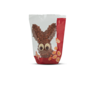 coniglietto coniglio sagomato cioccolatini nel plastica Borsa con tagliare su isolato su sfondo trasparente png
