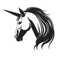 unicornio rostro, siluetas unicornio cara svg, negro y blanco unicornio vector