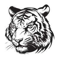 Tigre rostro, siluetas Tigre cara svg, negro y blanco Tigre vector