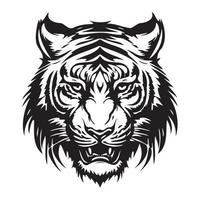 Tigre rostro, siluetas Tigre cara svg, negro y blanco Tigre vector