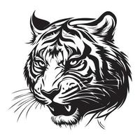 Tigre rostro, siluetas Tigre cara svg, negro y blanco Tigre vector