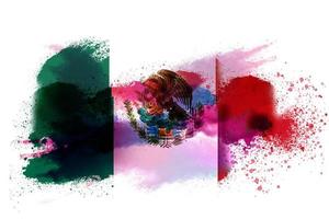 Mexico Watercolor Painted Flag photo