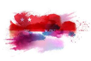 Singapore Watercolor Painted Flag photo