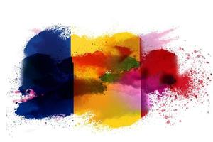 Romania Watercolor Painted Flag photo