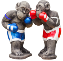 Boxing monkey doll made from baked clay png