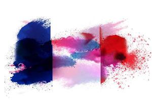 France Watercolor Painted Flag photo