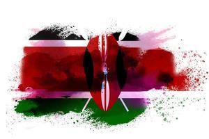 Kenya Watercolor Painted Flag photo