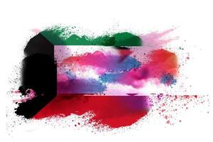 Kuwait Watercolor Painted Flag photo