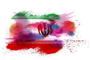 Iran Watercolor Painted Flag photo