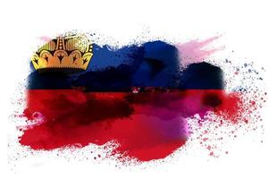 Liechtenstein Watercolor Painted Flag photo