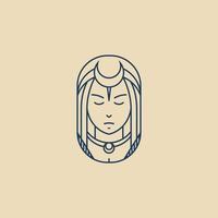 Luna dama diosa logo diseño vector