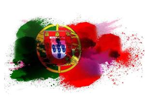 Portugal Watercolor Painted Flag photo