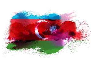 Azerbaijan Watercolor Painted Flag photo