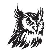 Owl Face, Silhouettes Owl Face SVG, black and white Owl vector