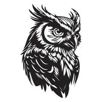 Owl Face, Silhouettes Owl Face SVG, black and white Owl vector