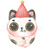 mignonne espiègle anniversaire chat visage célébrer fête dessin animé aquarelle png