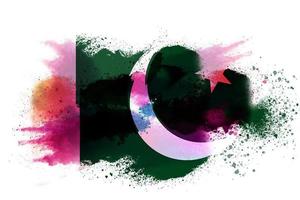 Pakistan Watercolor Painted Flag photo