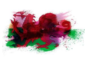 wales Watercolor Painted Flag photo