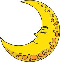 Sleeping Crescent Moon Cartoon Colored Clipart vector