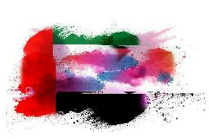 United Arab Emirates Watercolor Painted Flag photo