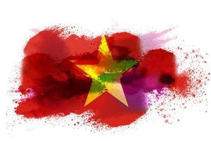 Vietnam acuarela pintado bandera foto