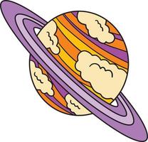 planeta Saturno dibujos animados de colores clipart ilustración vector