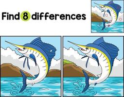 Sail Fish Animal Find The Differences vector