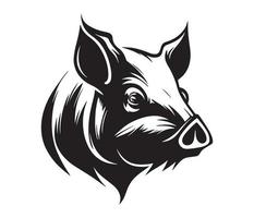 Pig Face, Silhouettes Pig Face, black and white Pig vector