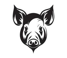 Pig Face, Silhouettes Pig Face, black and white Pig vector