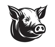 Pig Face, Silhouettes Pig Face, black and white Pig vector