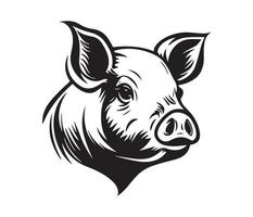 Pig Face, Silhouettes Pig Face, black and white Pig vector