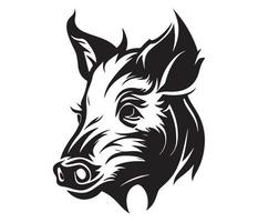 Pig Face, Silhouettes Pig Face, black and white Pig vector